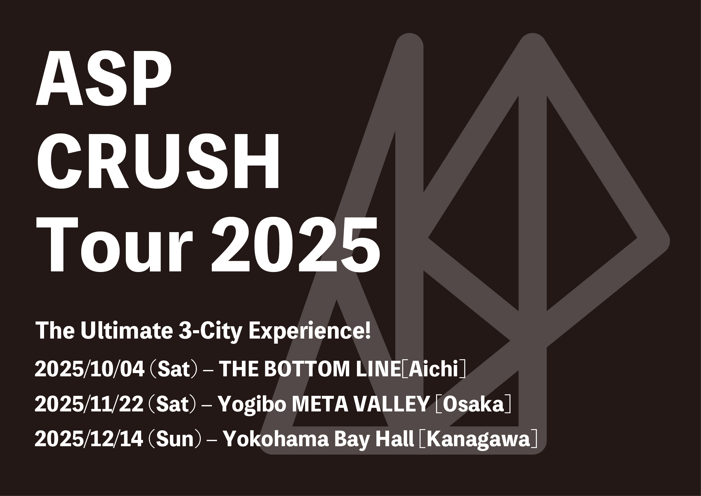 ASP、海外ツアー直後に名古屋・大阪・横浜巡る3都市ツアー開催決定 